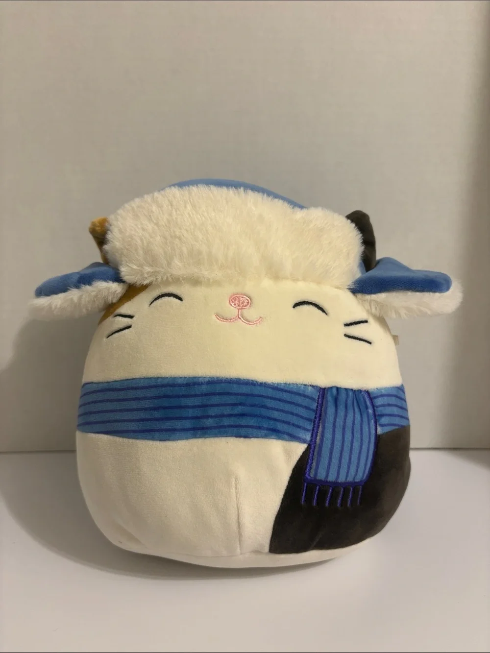 Squishmallows Brown Cream Cat with Blue Scarf Accent‎
